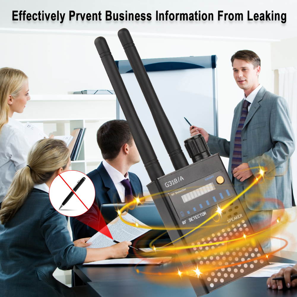 Ultra-sensitive RF Signal Detector, Hidden Device Detector Full Range Wireless Bug Detector GSM GPS Tracker Device Finder Detector Audio Bug Detect Hidden Camera with LED flashing(black)