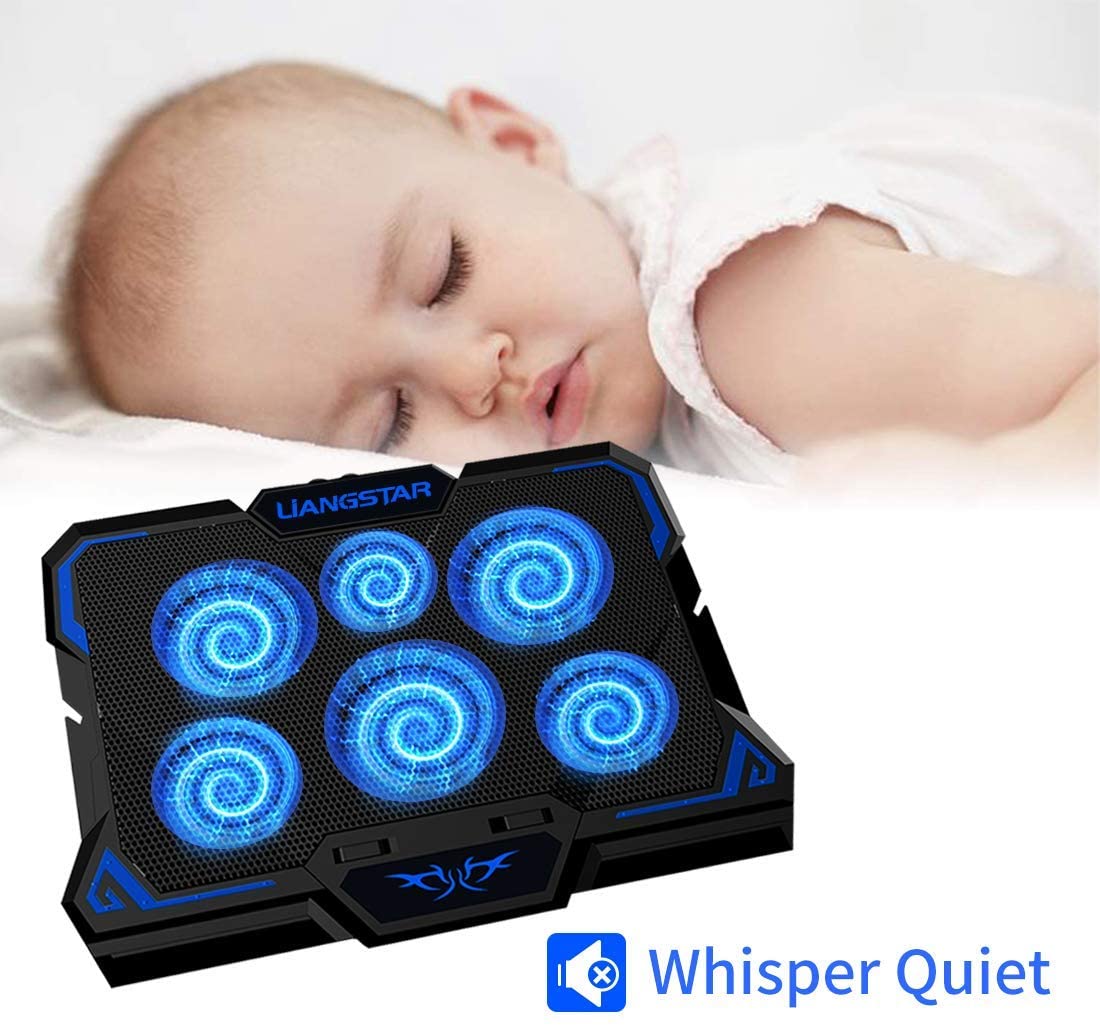 High Performance Game Laptop Cooling Pad, Laptop Cooler with 6 Quiet Led Fans for 15.6-17 Inch Laptop Cooling Fan Stand, USB Powered Gaming Laptop Cooling Pad, Switch Control Fan Speed Function