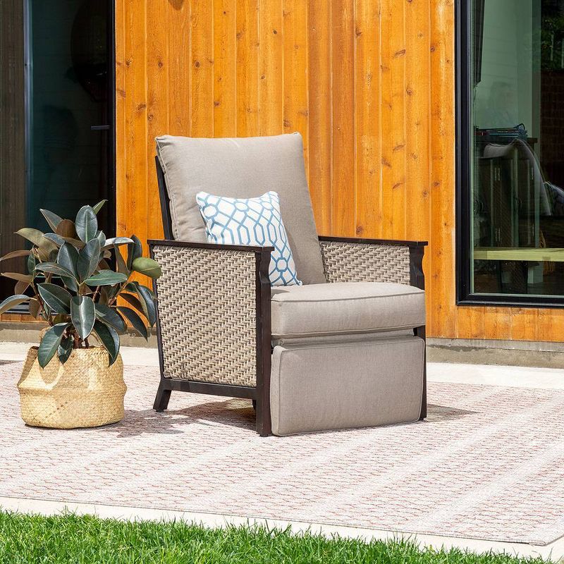 Colton Wicker Outdoor Recliner with Sunbrella Cast Shale Cushion - Tan - La-Z-Boy