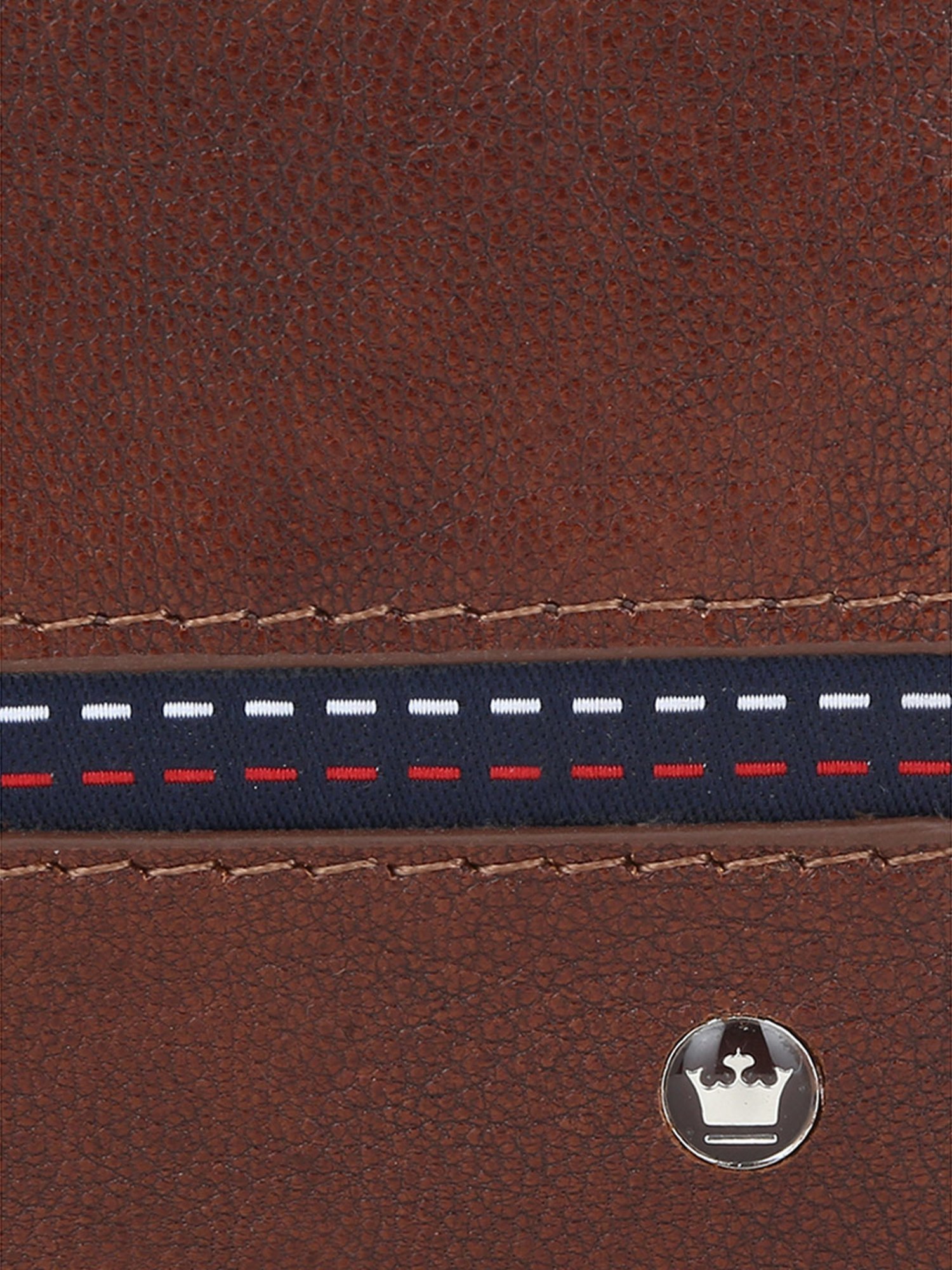 Louis Philippe Brown Printed Leather Bi-Fold Wallet for Men