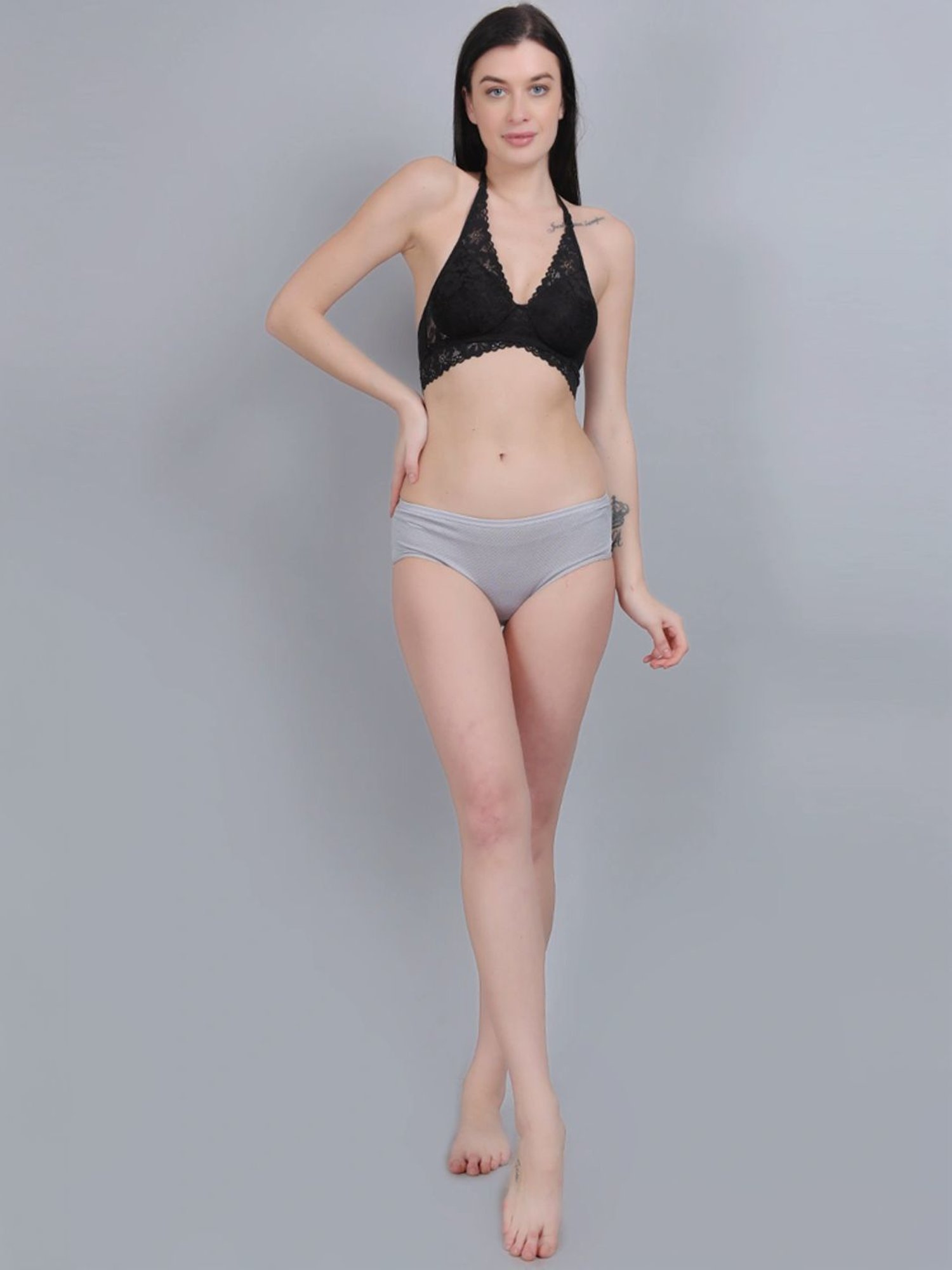 mod & shy Grey Cotton Hipster Panty