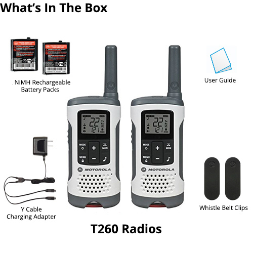 Motorola T260 Two-Way Radio - 37KM Model + NOAA Rechargeable  (Dual Pack)