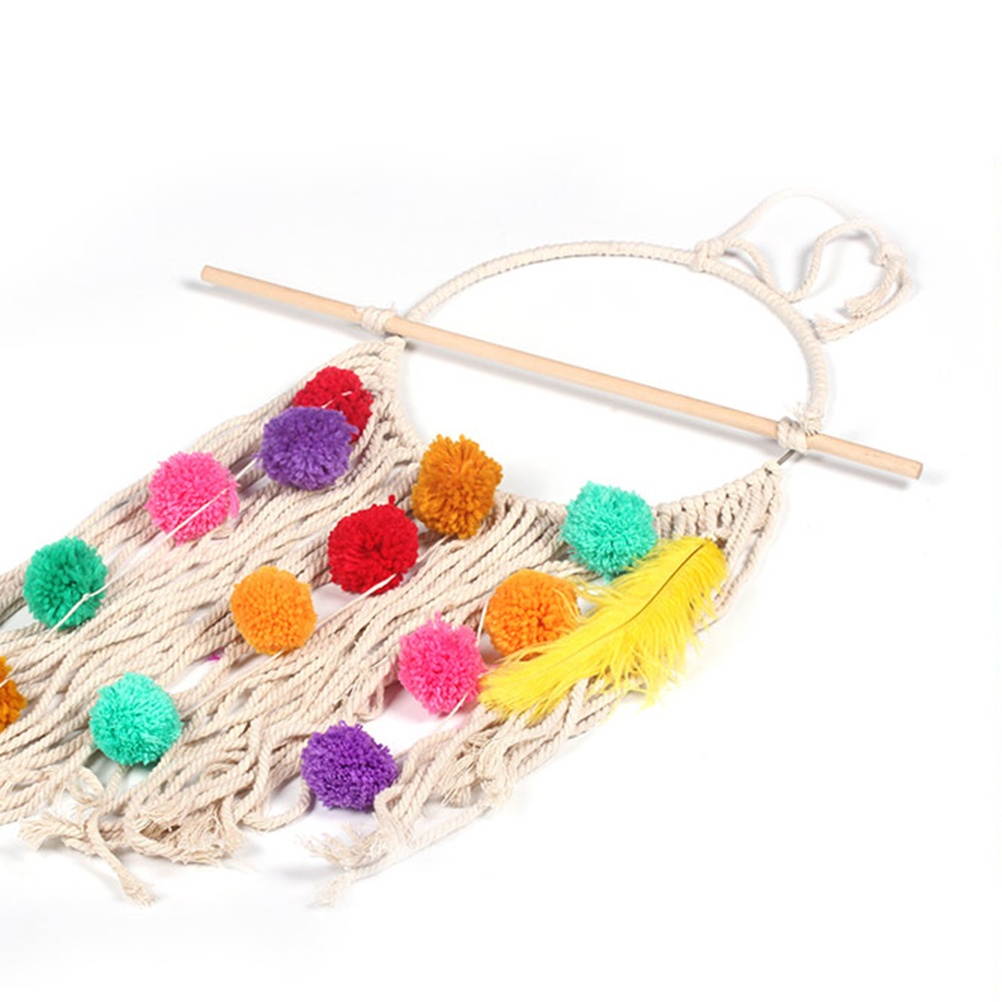 1pc Colorful Plush Ball Tassel Tapestry Wall Pendant Nordic Weaving DIY Handmade Bohemian White Living Room Wedding Decoration