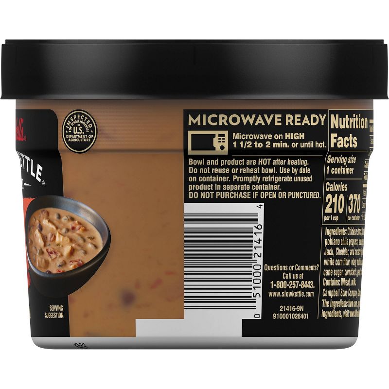 Campbell's Slow Kettle Style Santa Fe Style Chicken Enchilada Soup Microwaveable Bowl 15.5oz