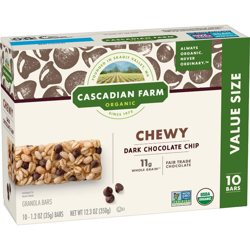 Cascadian Farms Organic Dark Chocolate Chip Chewy Granola Bars - 10ct