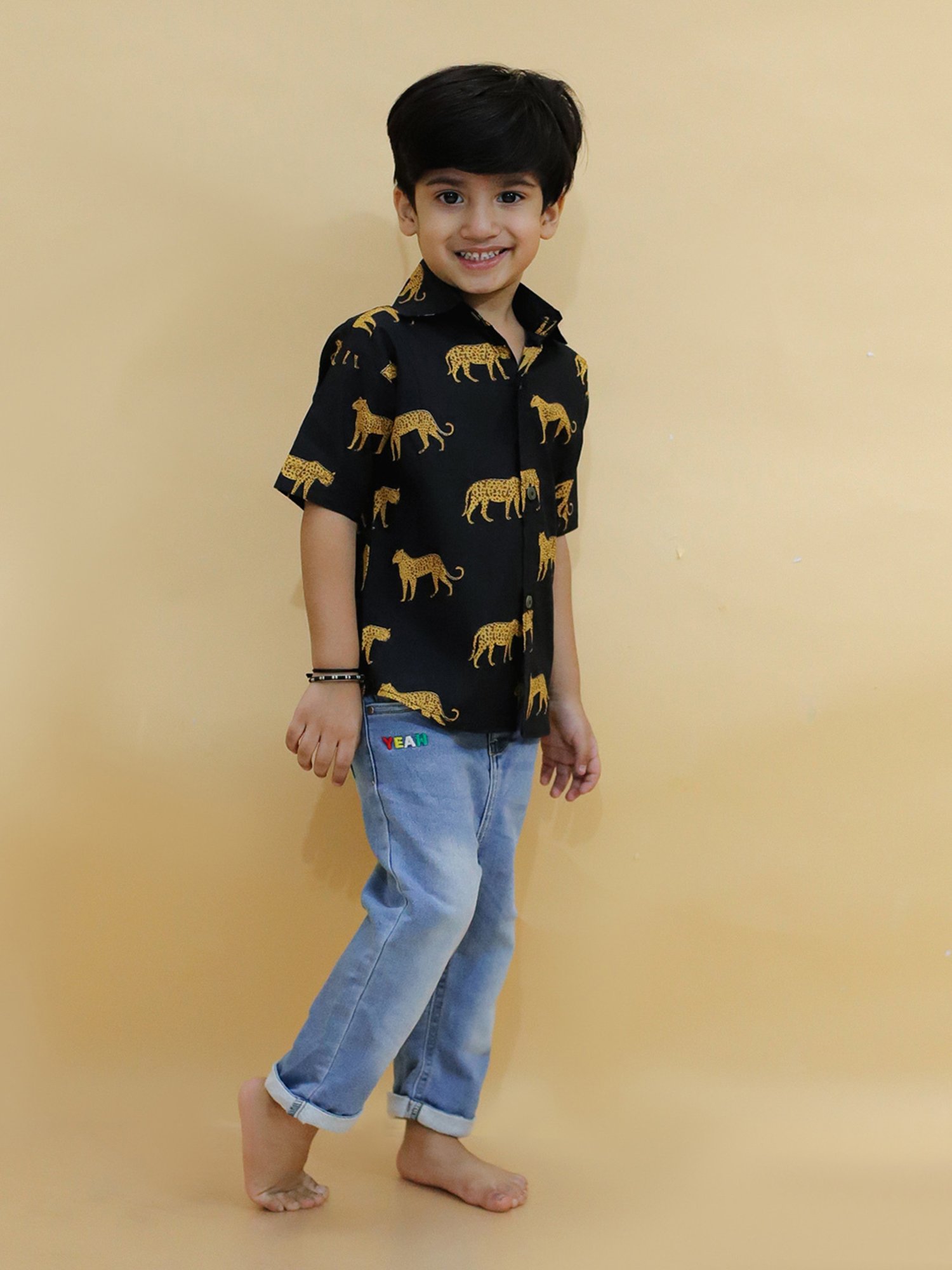 The Mom Store Kids Black Printed Shirt
