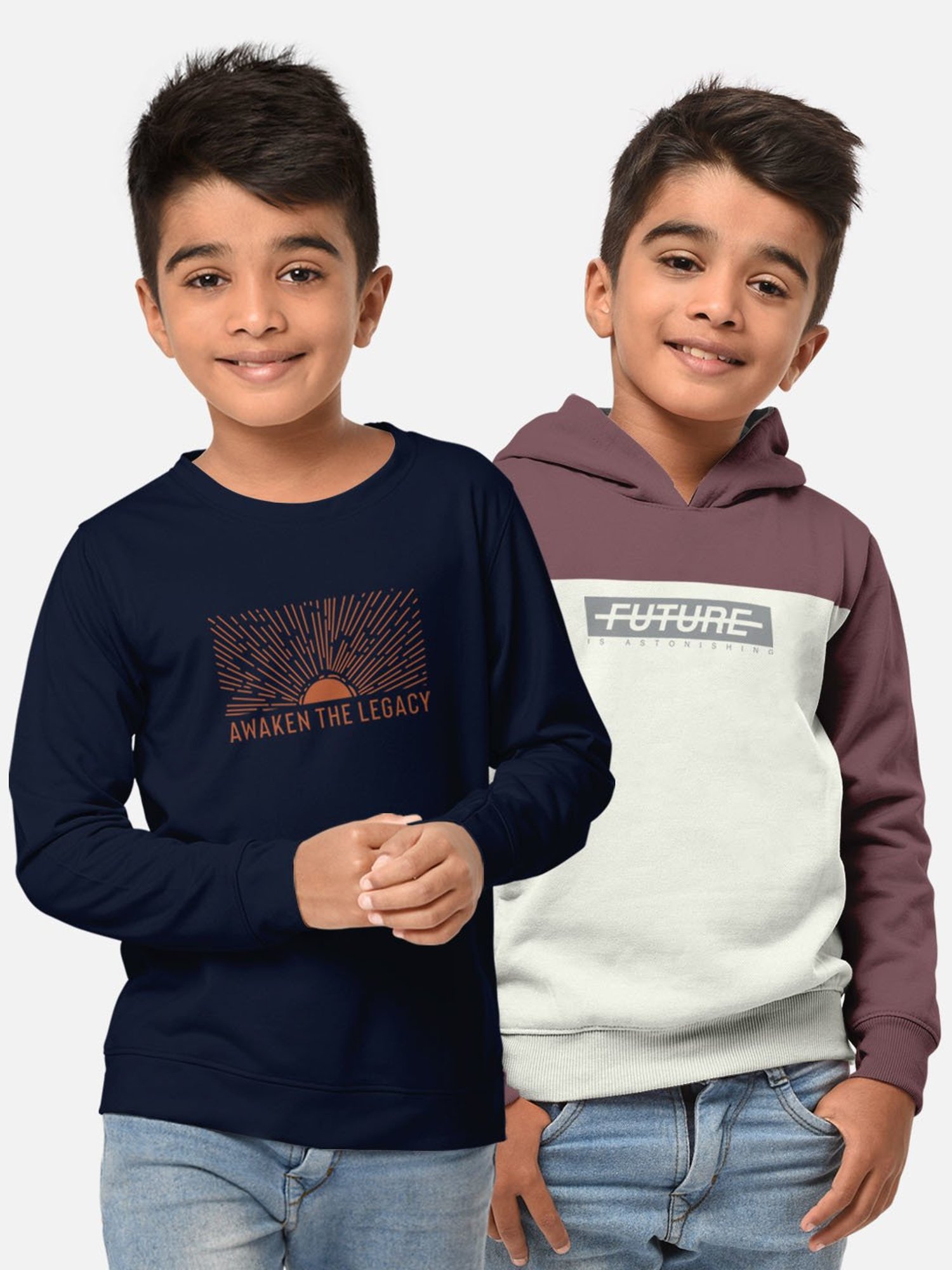 HELLCAT Navy & Lilac Printed Full Sleeves T-Shirt (Pack Of 2)