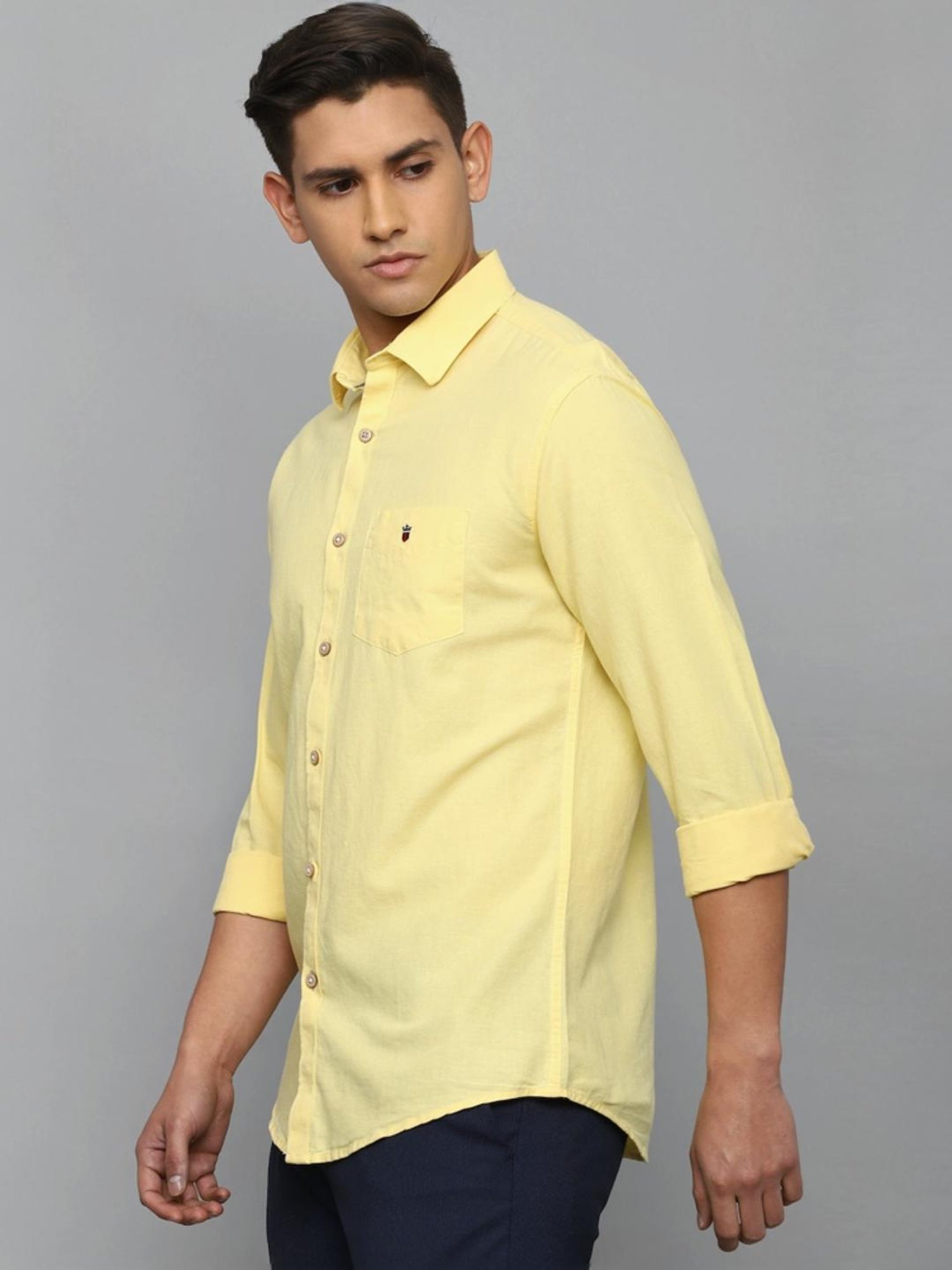 Louis Philippe Yellow Slim Fit Shirt