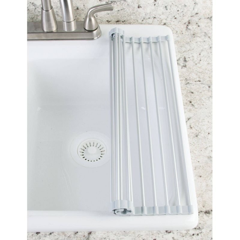iDESIGN Metro Aluminum Over Sink Drain Board Silver
