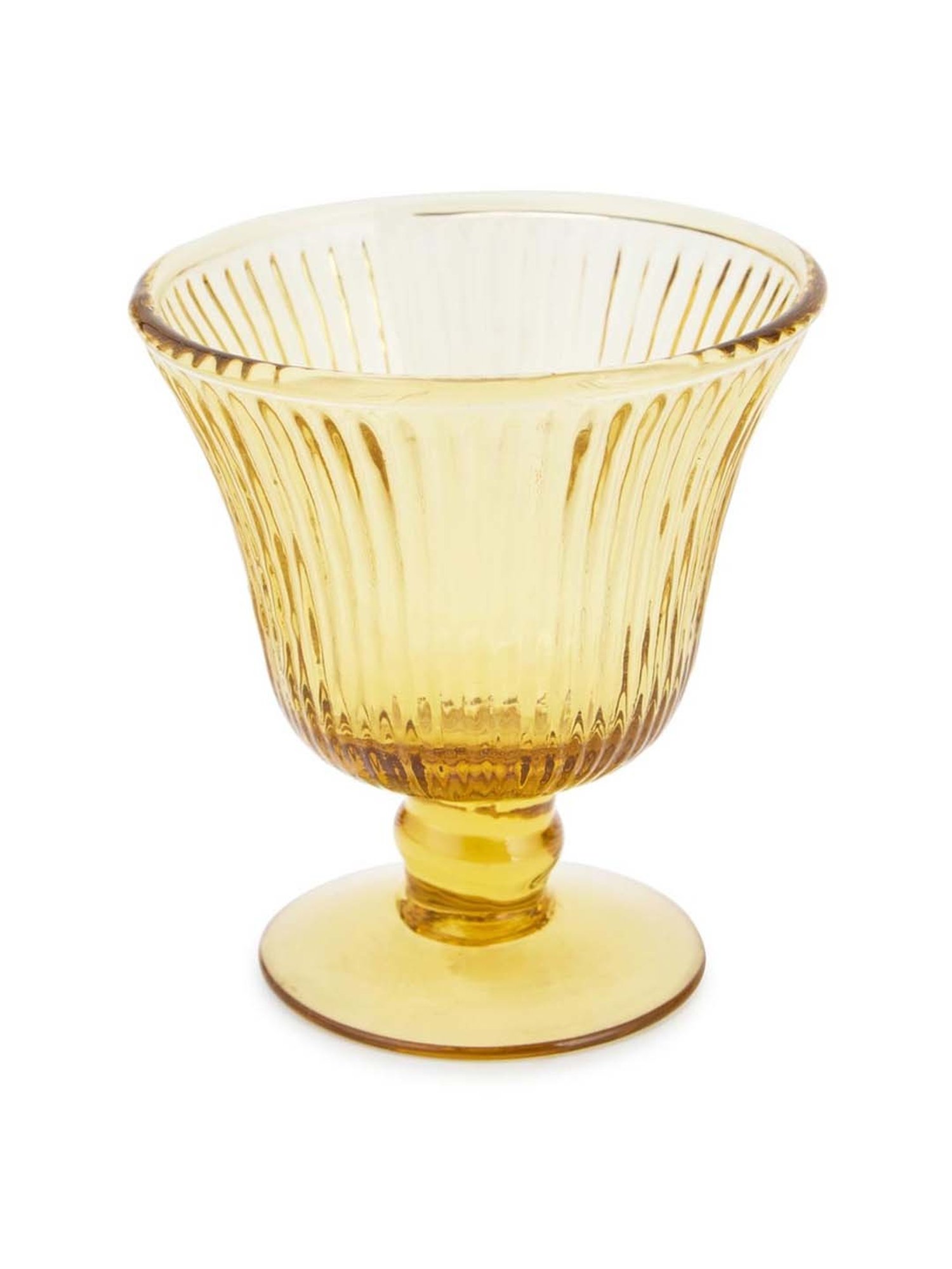 Fabindia Home Taraash Yellow Glass Dessert Bowls (0.13 L) - Set of 4