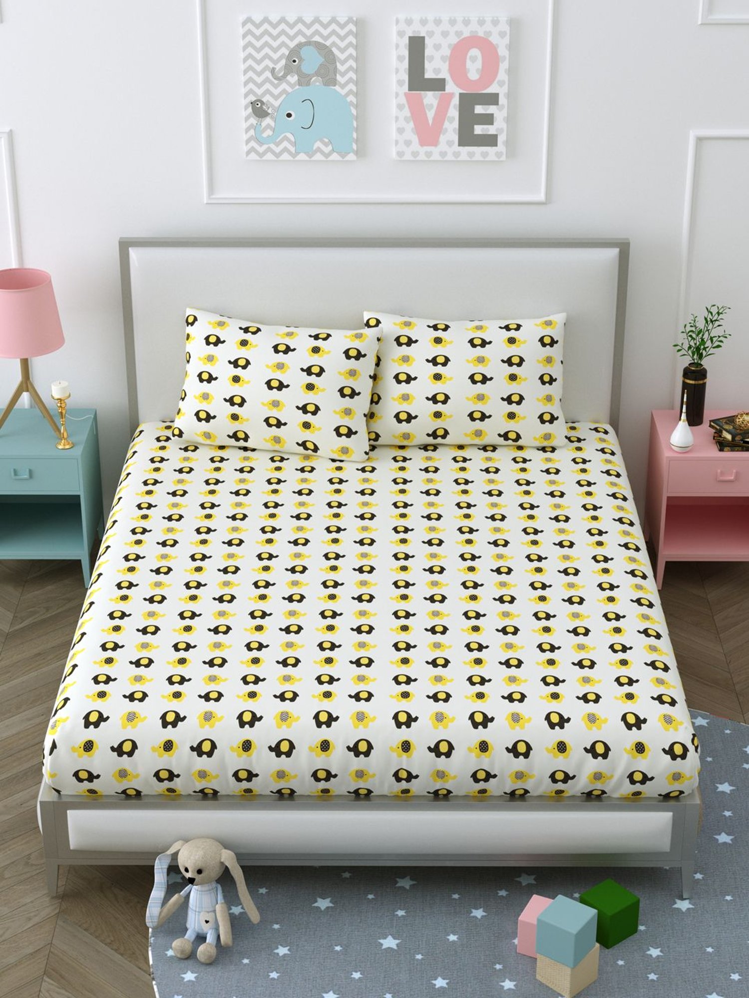 Living Roots Multicolor Jaipuri Printed Cotton Bed Sheet with 2 Pillow Cover