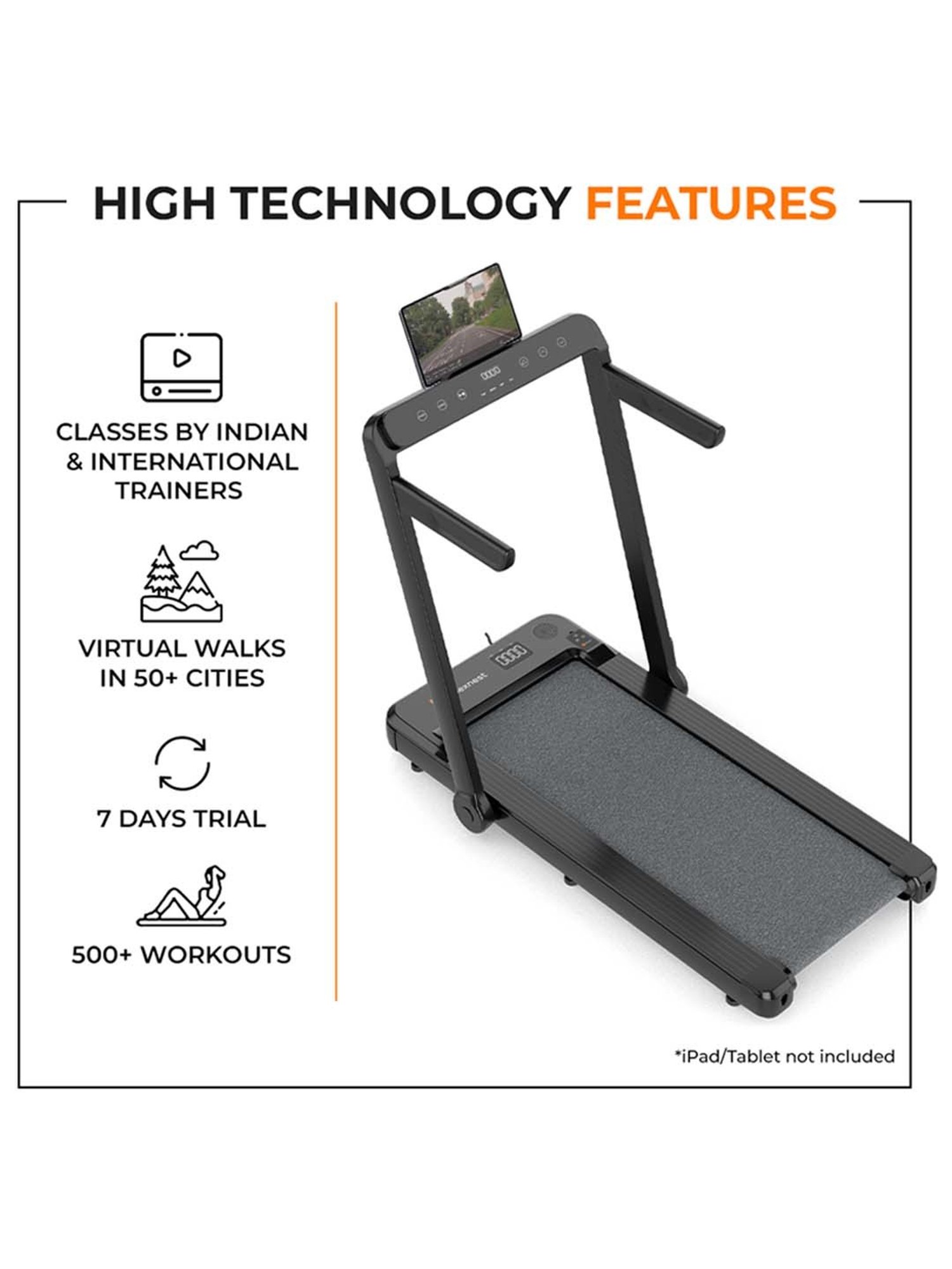 Flexnest Flexpad 2-in-1 Smart Foldable Treadmill with Remote for Home Gym Workout