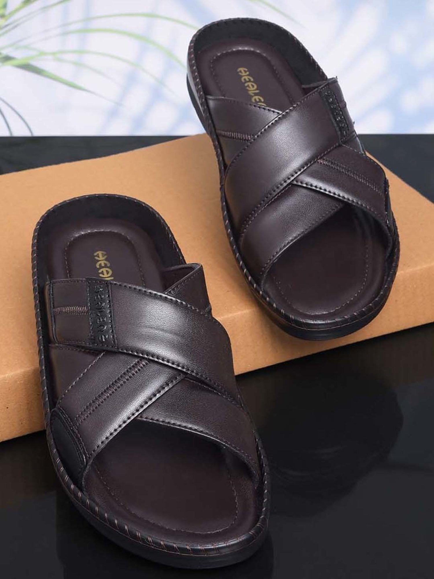 Healers by Liberty Men's Brown Cross Strap Sandals