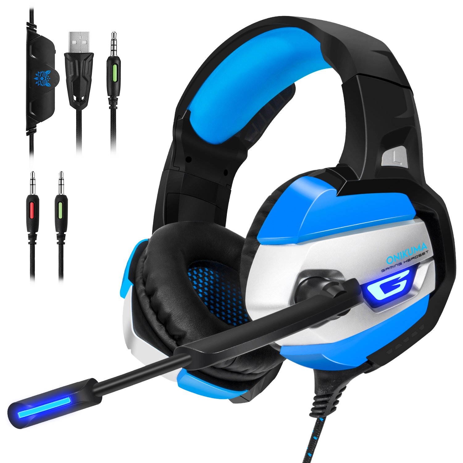 ONIKUMA K5 Black Gaming Headset for PS4, Xbox One  & PC with Crystal Clear Sound, 3.5mm Stereo, Omnidirectional mic. Memory foam ear padding for maximum comfort. Wired Gaming Headset.