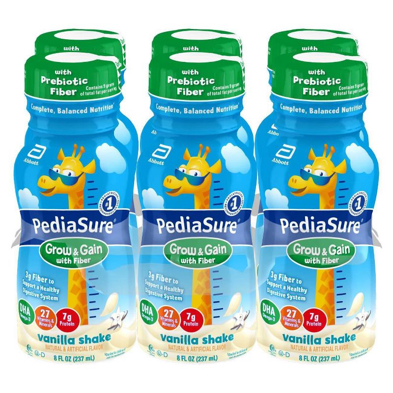 PediaSure Grow & Gain with Fiber Kids' Nutritional Shake Vanilla - 6 ct/48 fl oz