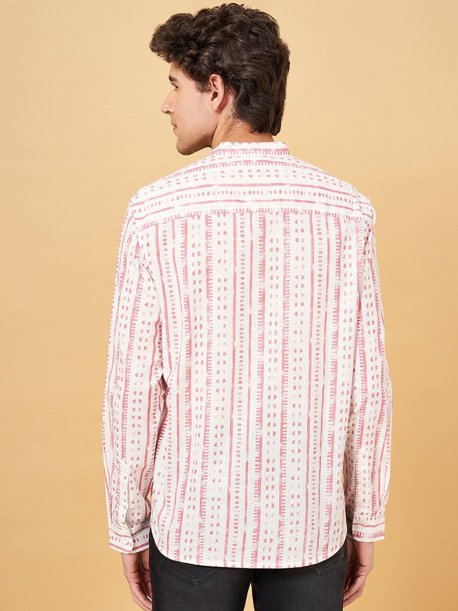 Indus Route by Pantaloons Coral Blush Cotton Regular Fit Printed Shirt