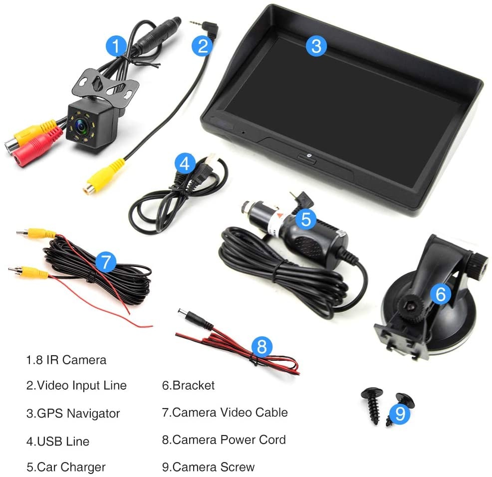 Podofo GPS Navigation for Car, Lifetime Map Update, Bluetooth Voice Broadcast Truck GPS Navigation System 7 inch 8G 256M Car Navigator Support Backup Camera,Voice Turn Direction Guidance,Speed Warning