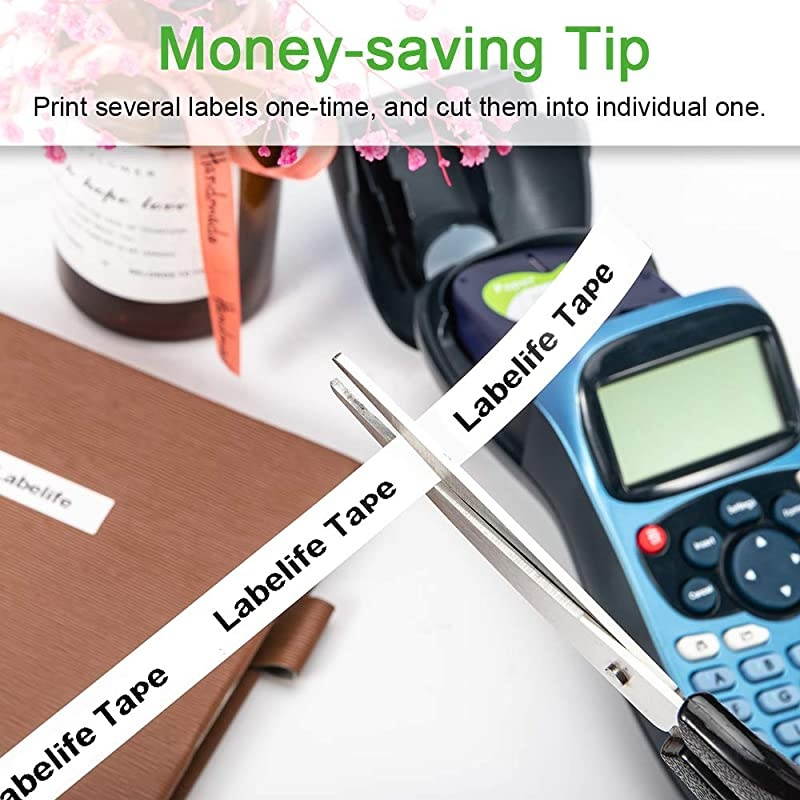 Compatible Label Tape Replacement for Dymo Letratag Labeling Refills 91330 10697 S0721510 Black on White SelfAdhesive Paper Tape for LetraTag LT100T LT100H QX50 12 Inch x 13 ft 6 Pack