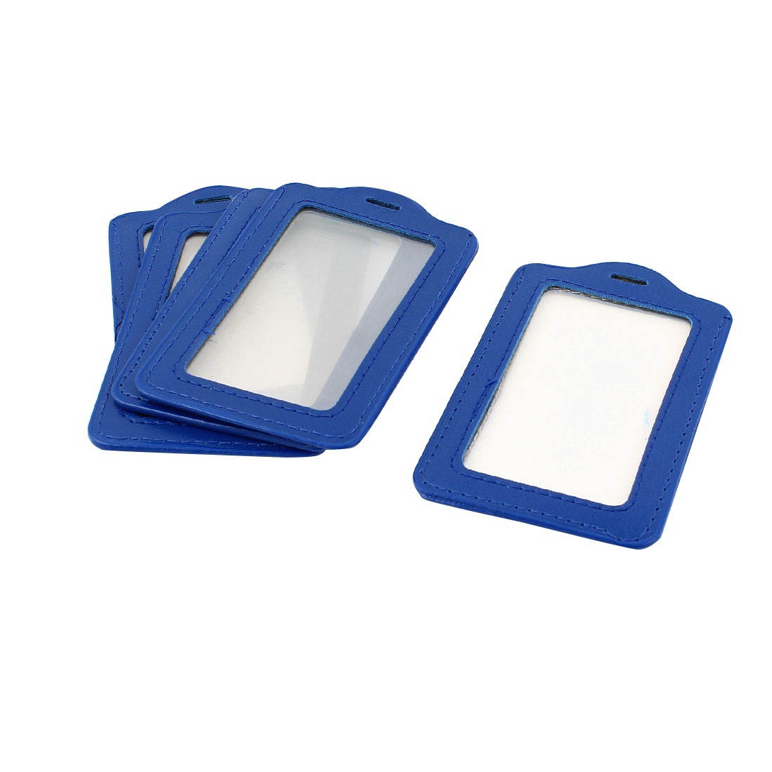 Global Bargains 5 Pcs Blue Clear Vertical Design Strap Hole Business ID Card Badge Holder Pouch