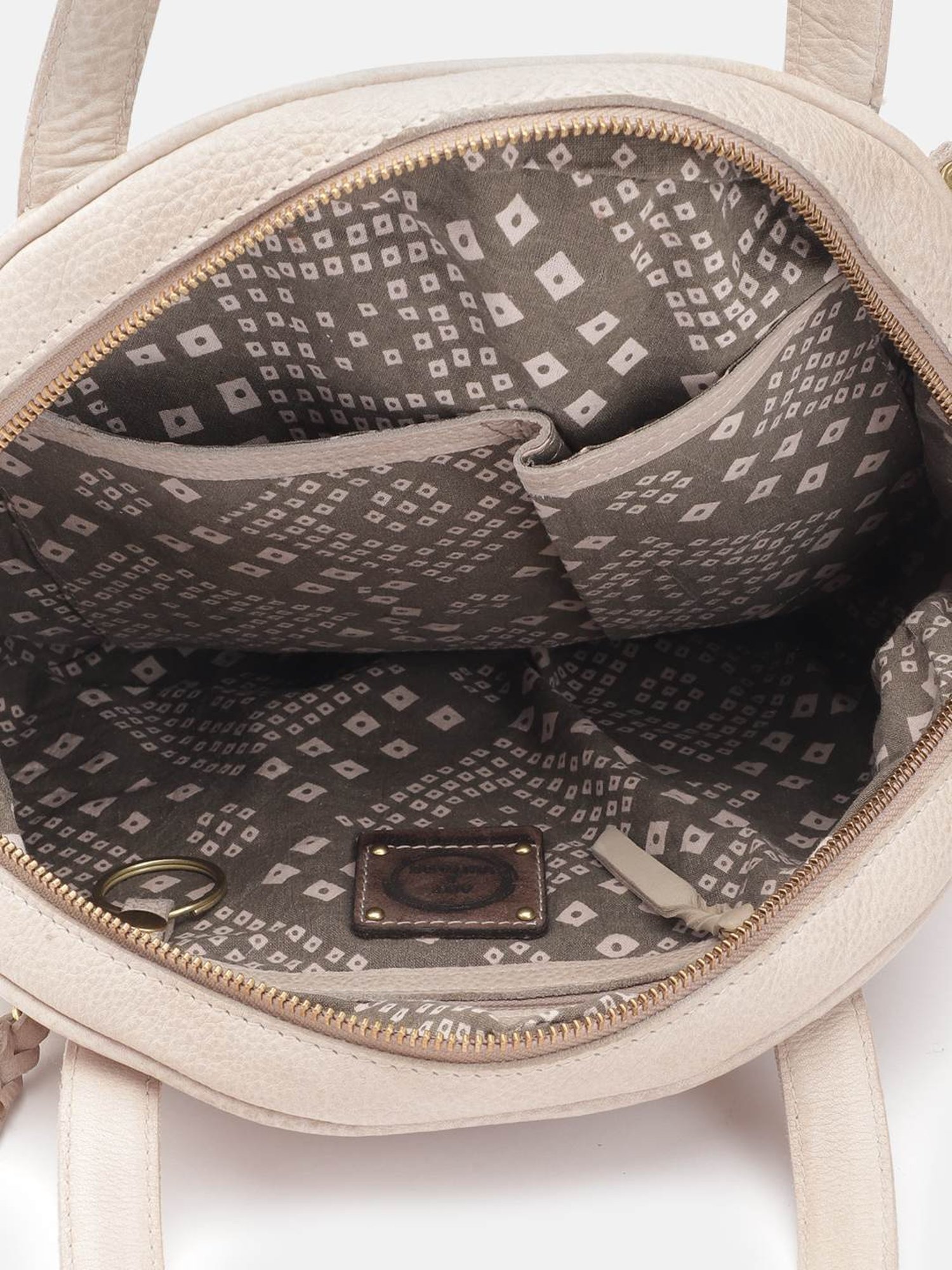 Art N Vintage Glory Beige Leather Textured Large Handbag