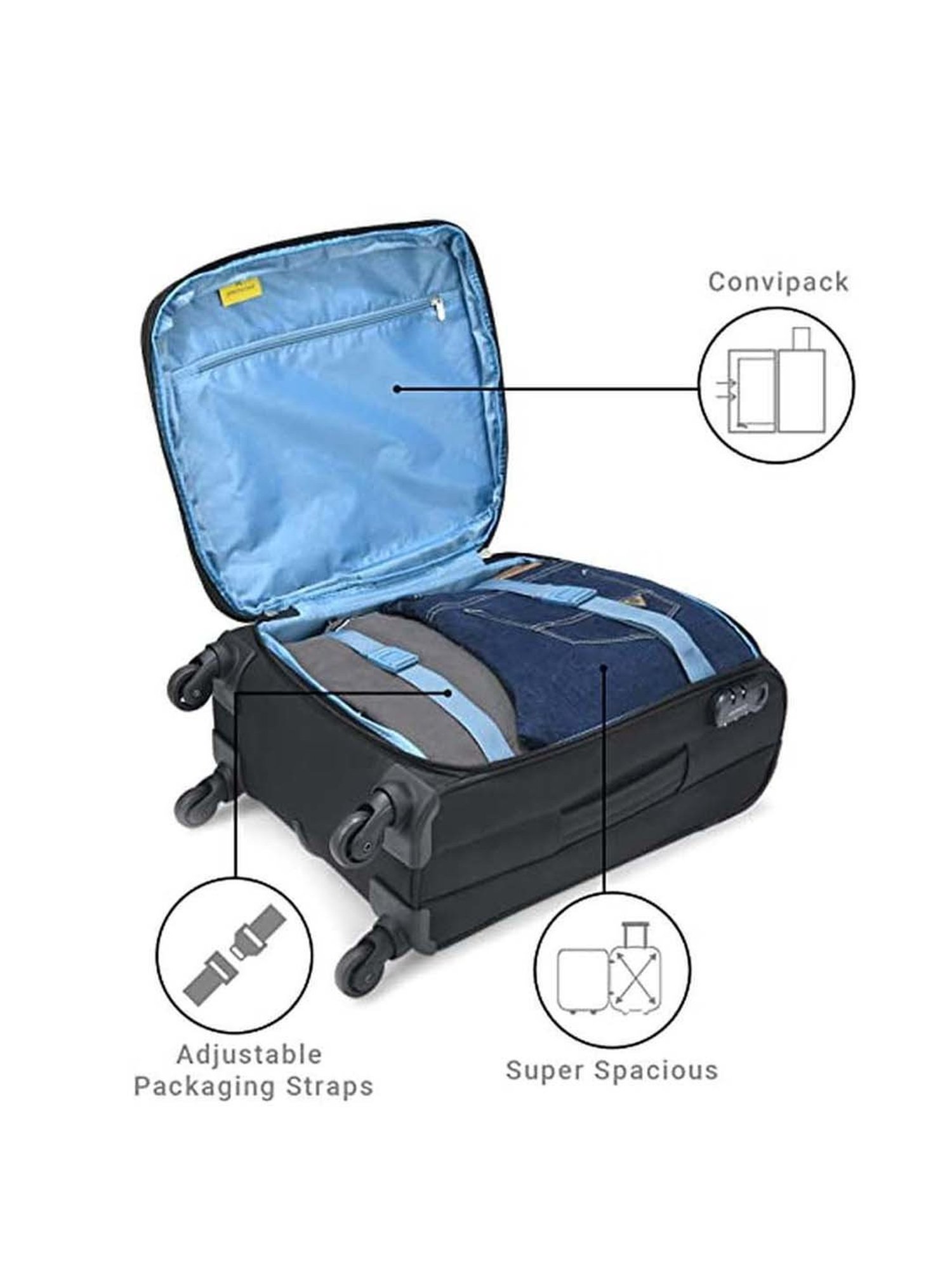 Aristocrat Commander Black Solid Soft Small Trolley Bag - 28 cm