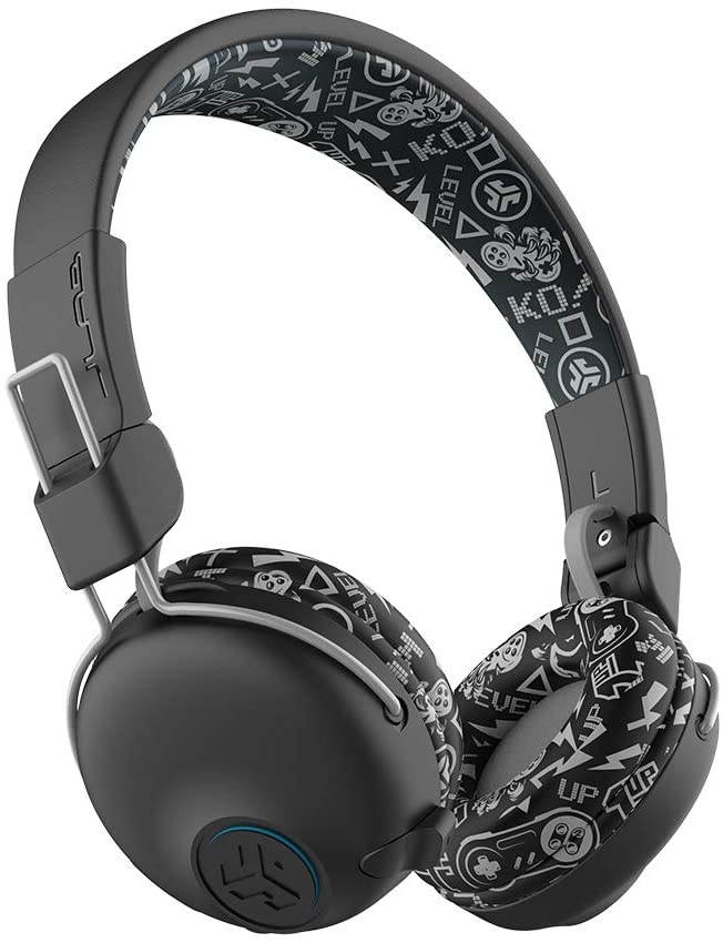 JLab Audio JBuddies Play Gaming Wireless Kids Headset | Black | 22+ Hour Bluetooth 5 Playtime 60ms Super-Low Latency for Mobile Gameplay | Retractable Boom Mic | AUX Cord Compatible w/Gaming Consoles