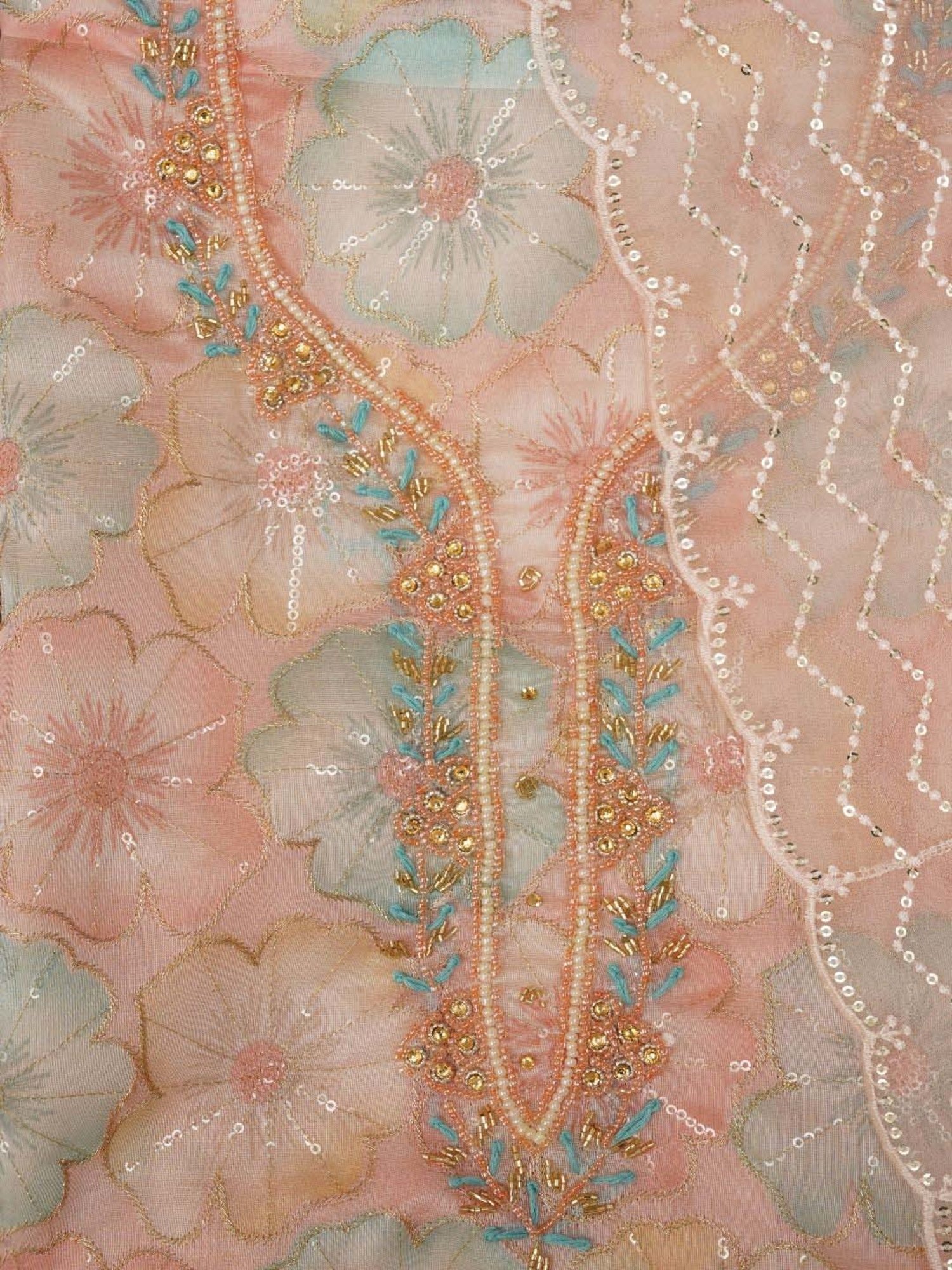 Jaipur Kurti Pink Embroidered Unstitched Dress Material