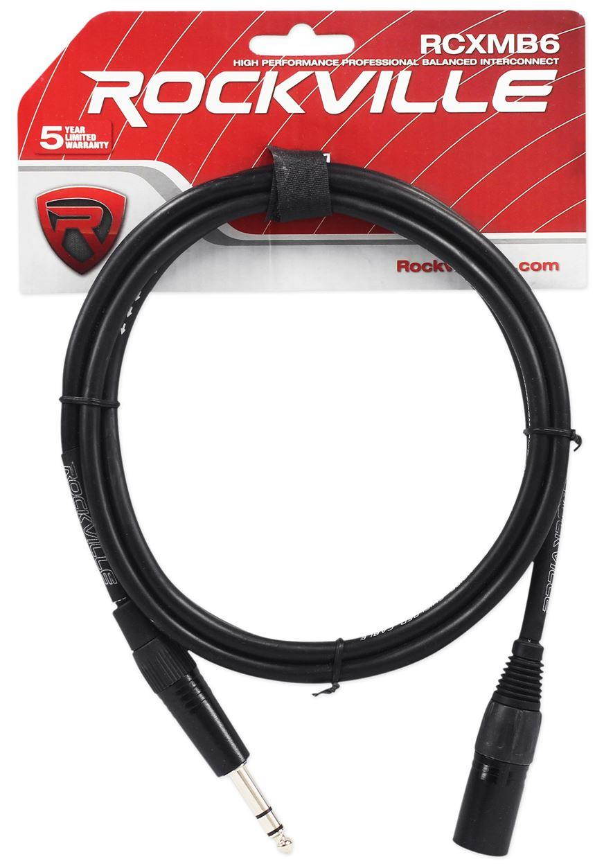 4 Rockville 6' Male REAN XLR to 1/4'' TRS Balanced Cable OFC (4 Colors)