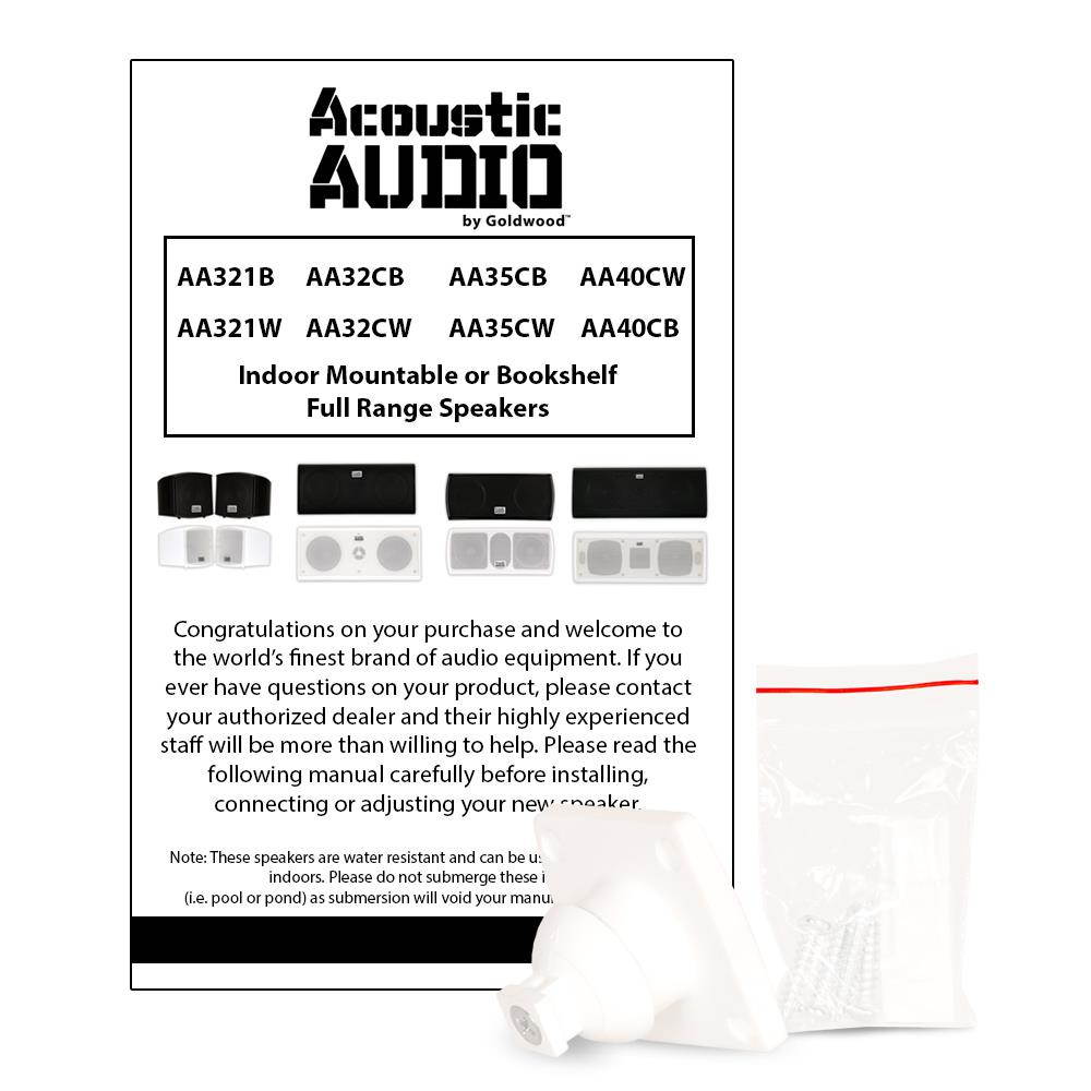 Acoustic Audio AA32CW Mountable Indoor Speakers 1800 Watts White Bookshelf 3 Pair Pack AA32CW-3PR