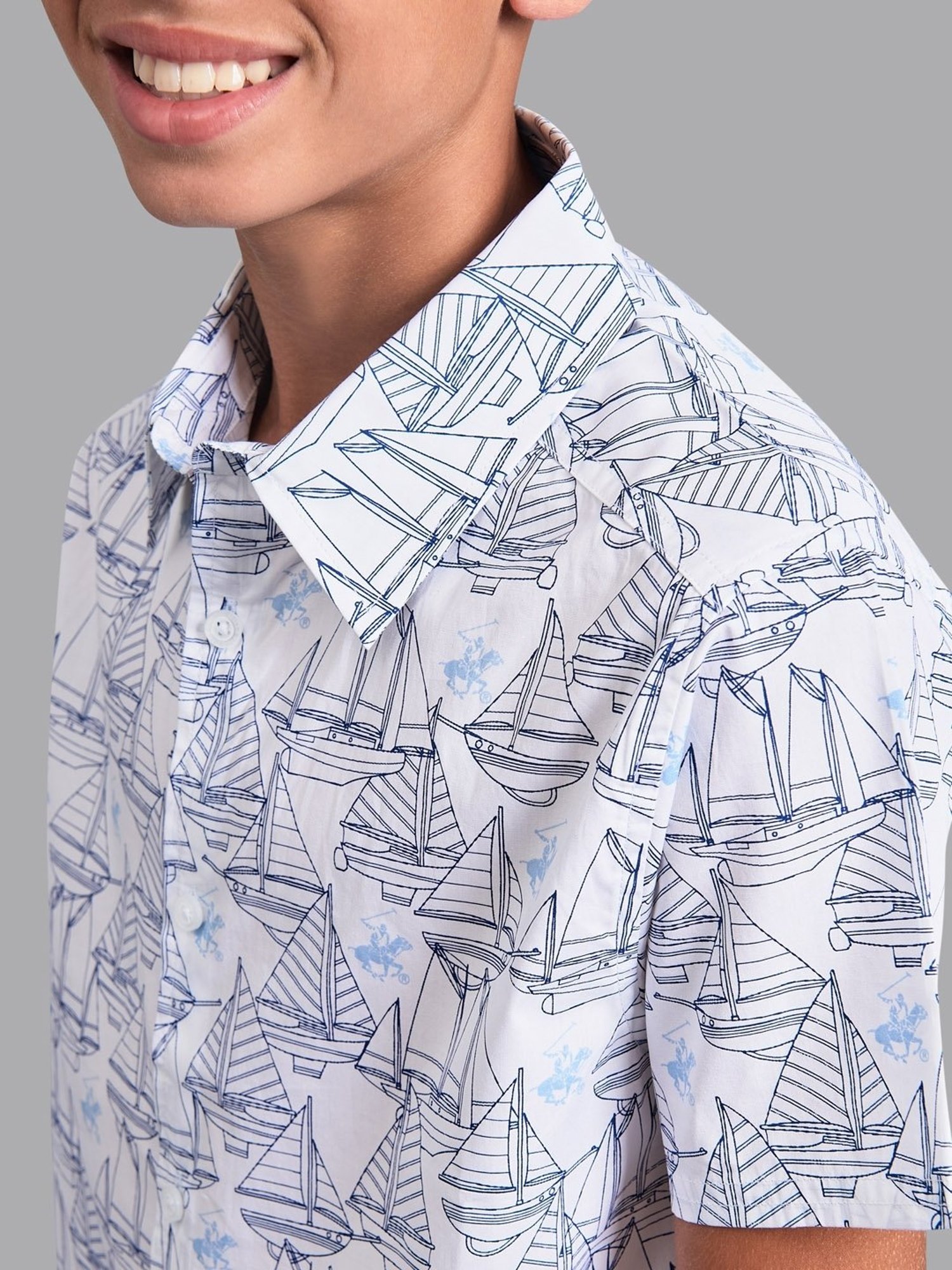 Beverly Hills Polo Club Kids White Cotton Printed Shirt