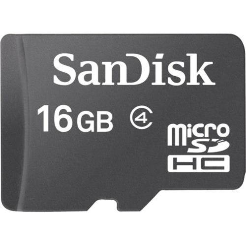 SanDisk microSDHC 16GB Memory Card W/Adapter