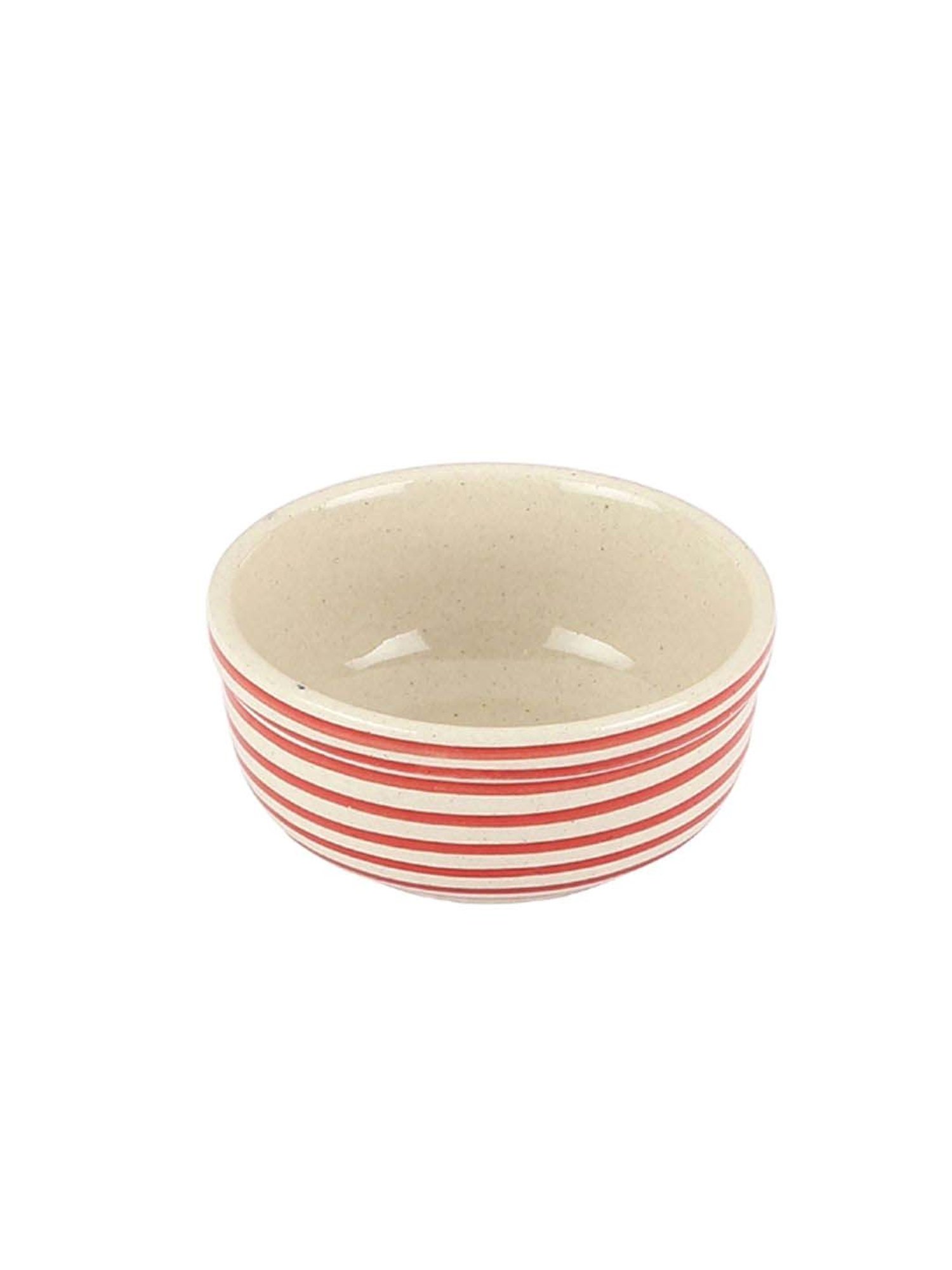 VarEesha Parikrama Red & White Ceramic Veg Bowl (0.125 L) - Set of 6