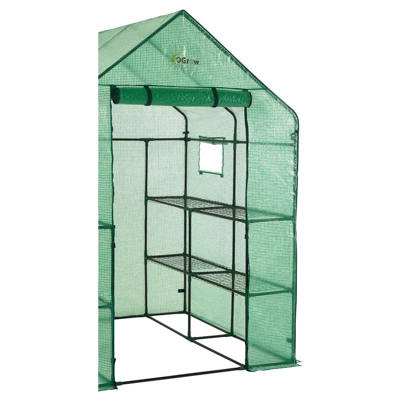 Deluxe Walk - In 2 Tier 8 Shelf Portable Lawn And Garden Greenhouse - Heavy Duty Anchors Included! - Green - Ogrow