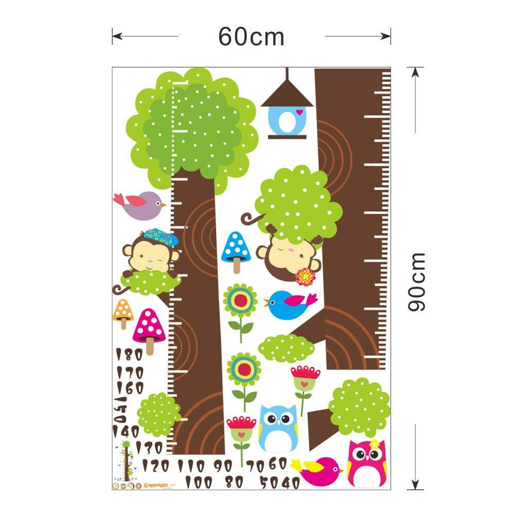 Removable DIY PVC Cartoon Kids Height Measure Ruler Nursery Growth Chart Wall Stickers Murals Home Walls Decor Art for Bedroom Living Room