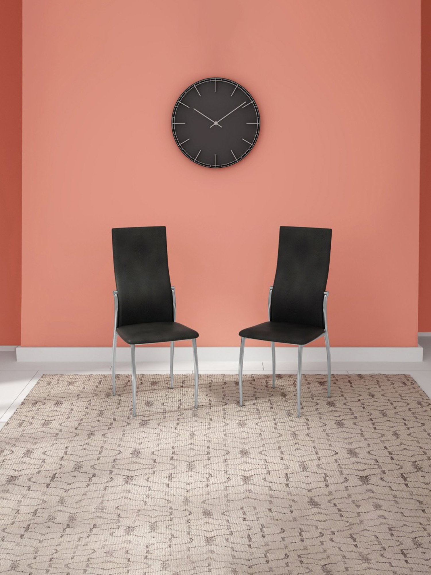 Godrej Interio Tia Black Mild Steel Dining Chair (Set of 2)