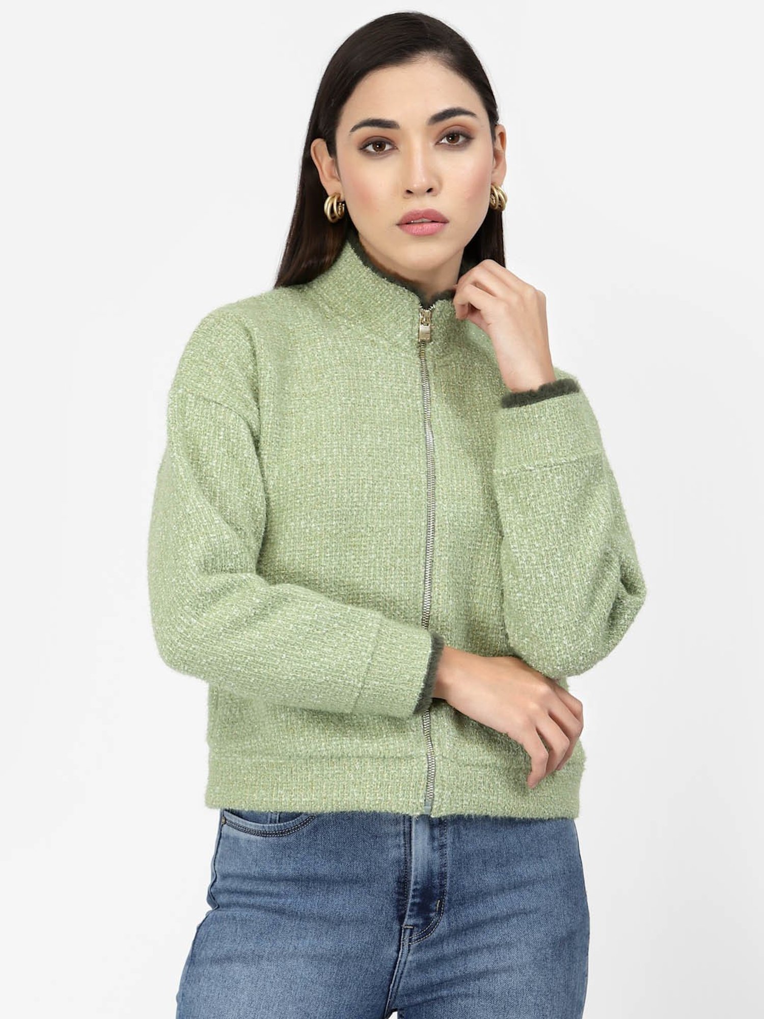 Juelle Green Front-Open Sweatshirt