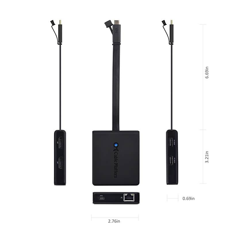 Dual Monitor USB C Hub (USB C Dock) with Dual 4K DisplayPort, 2X USB 2.0, Ethernet, and 60W Charging - Thunderbolt 3 Port Compatible for Windows and Linux