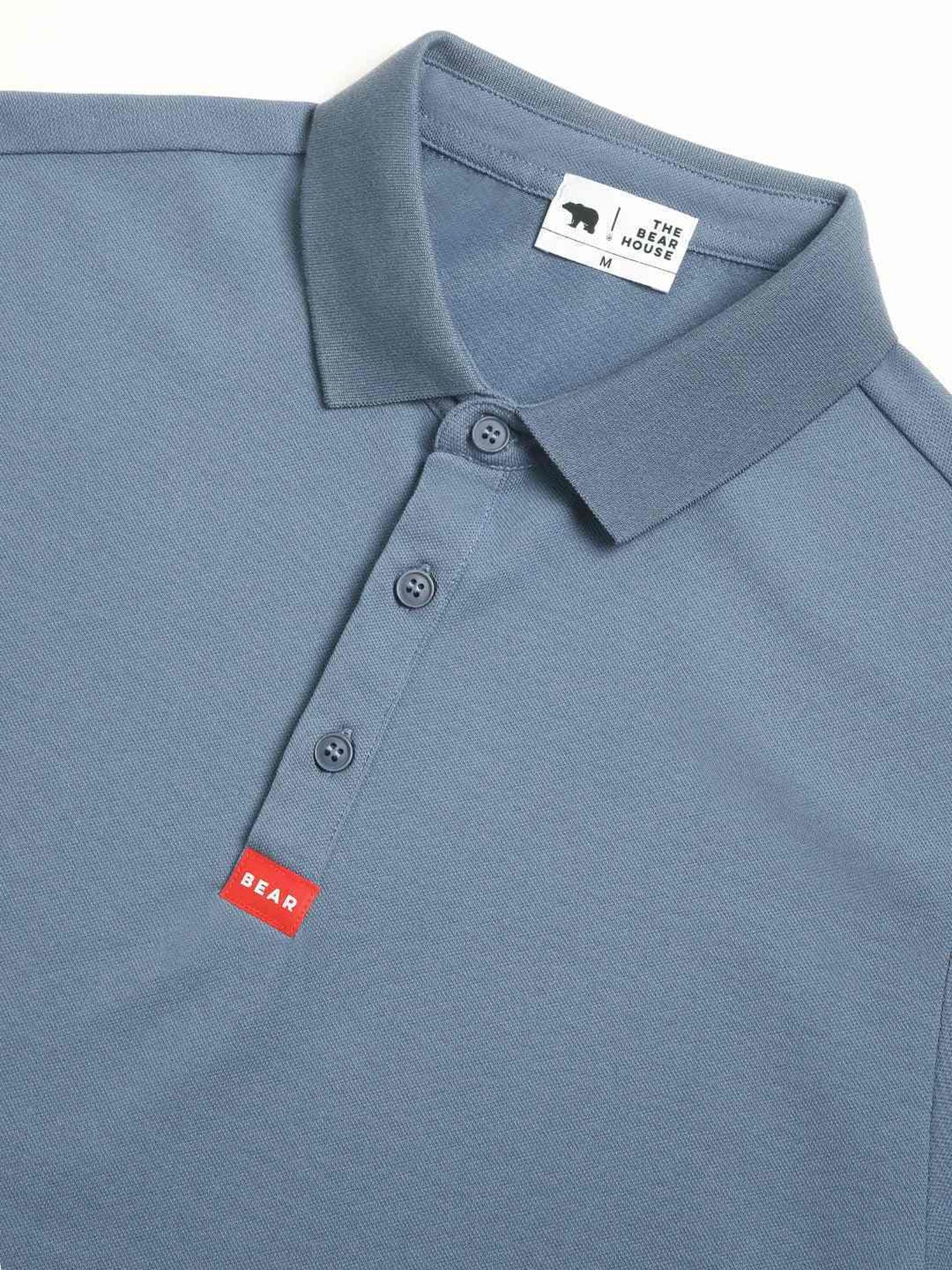 The Bear House Teal Blue Slim Fit Polo T-Shirt
