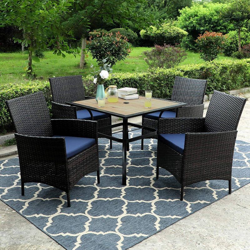 Breckenridge 4pc Seating Set Java Brown Fame Sunbrella Meredian Brick Red Fabric - La-Z-Boy