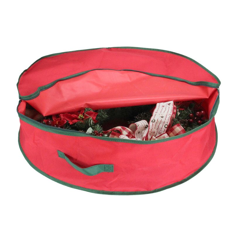 Northlight 36" Red and Green Christmas Wreath Storage Bag