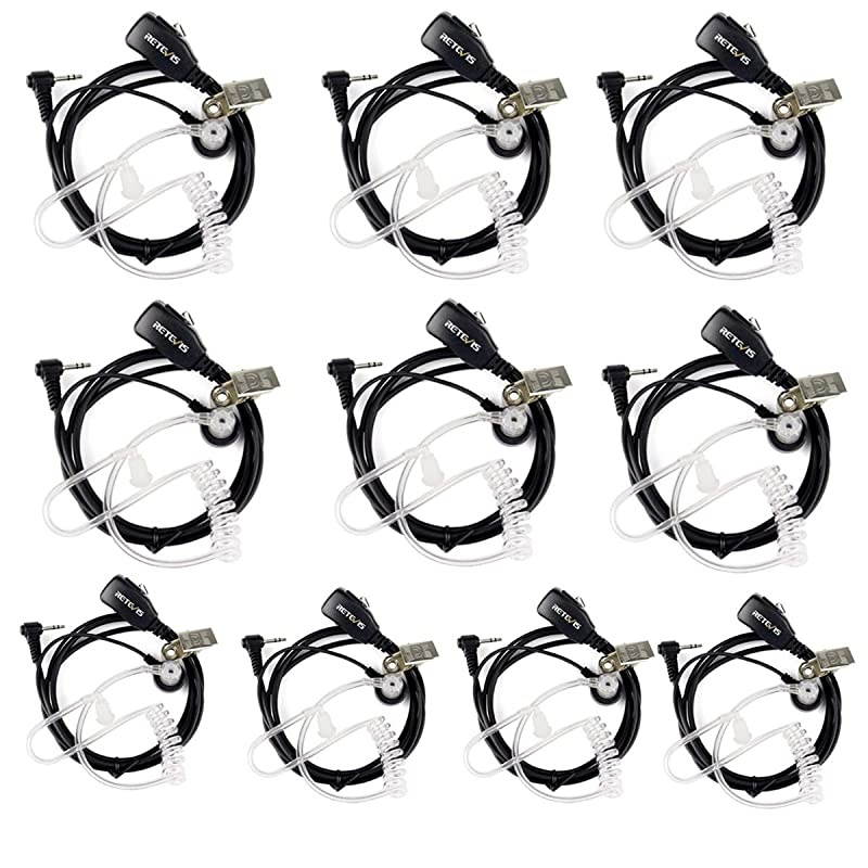 RT45 1 Pin 25mm Walkie Talkie Earpiece with Mic Covert Air Tube Headset for Motorola T6300 T280 SX700  RT45 2 Way Radios 10 Pack