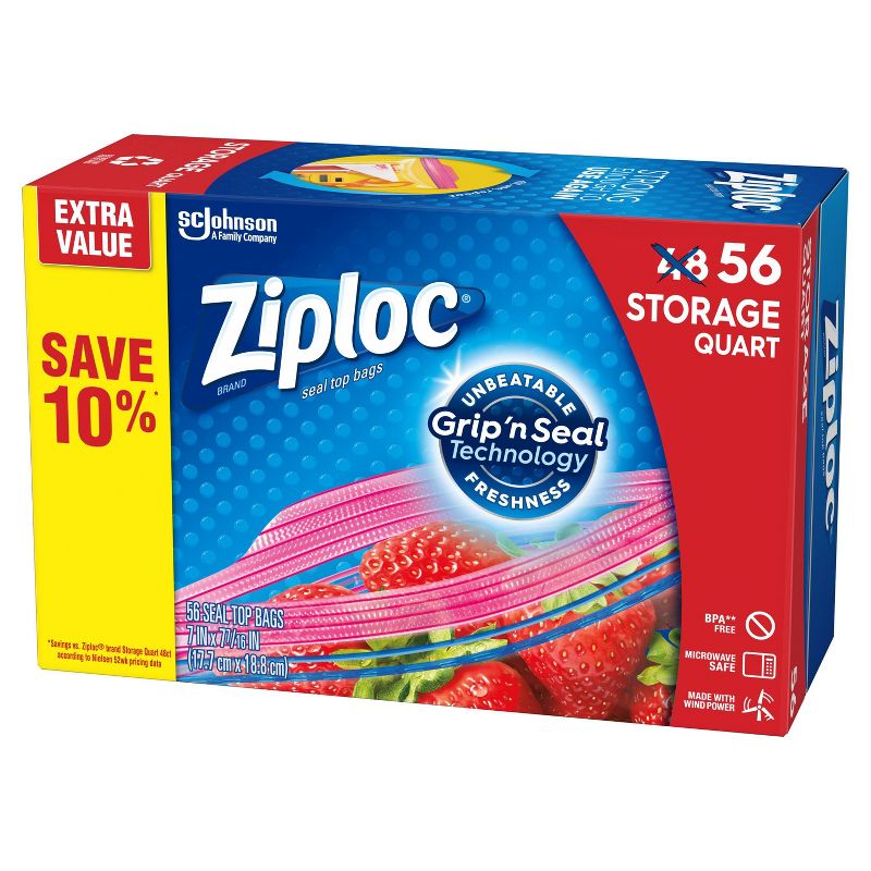 Ziploc Quart Food Storage Bags - 56ct