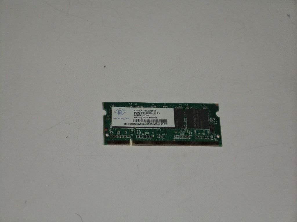 Nanya 512mb Pc2700 Ddr-333 333mhz Laptop Memory RAM Nt512d64sh8a0fm-6k