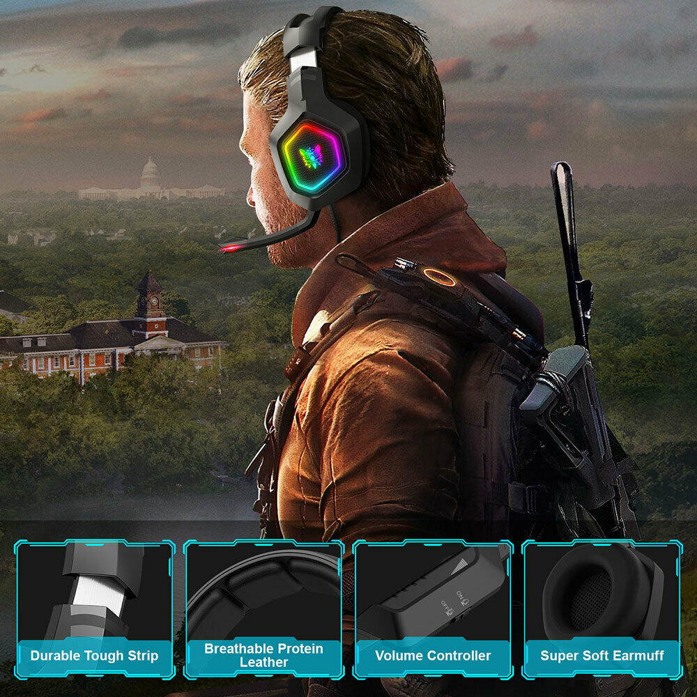 3.5mm K10 Gaming Headset RGB LED Headphones With Mic for PC Laptop PS4 Slim Pro Xbox One