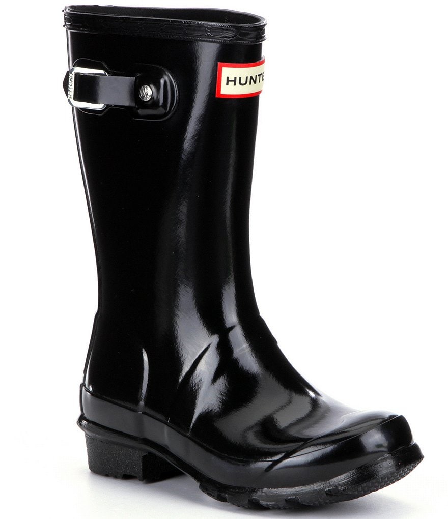 Hunter Kids' Original Gloss Waterproof Buckle Strap Rain Boots (Youth)