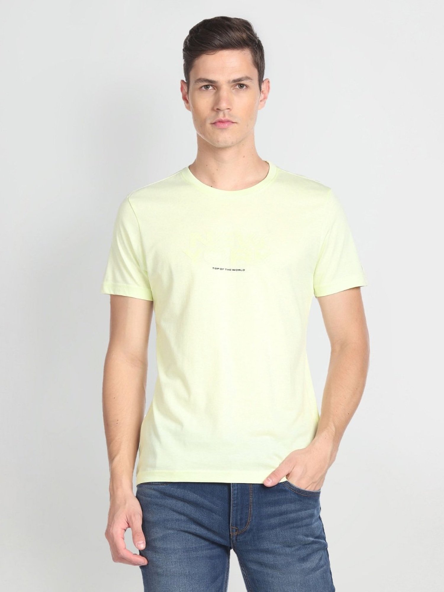 Arrow Sport Lemon Cotton Regular Fit Printed T-Shirt