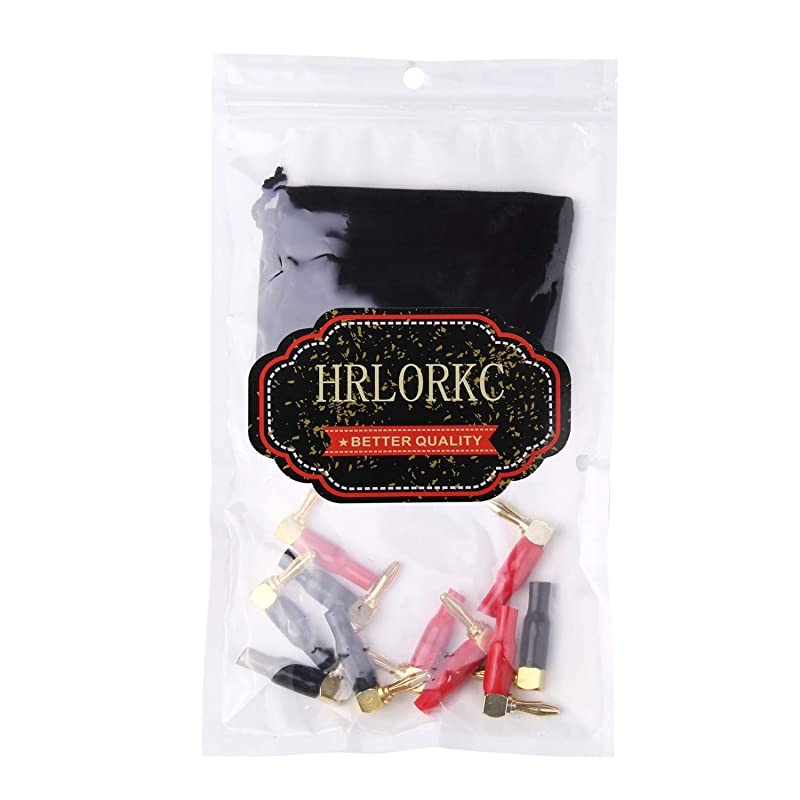 10pcs Right Angle Speaker Plugs 4mm016quot 90 Degree Speaker Connector Right Angle Banana Plugs for Speaker Wire Red and Black by