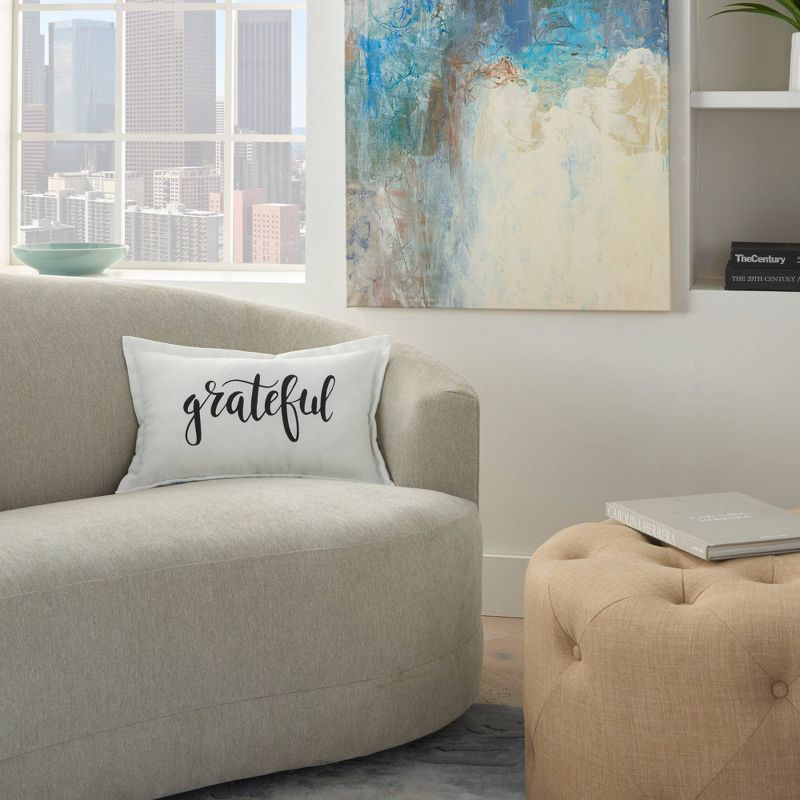 12"x20" 'Grateful' Throw Pillow White - Kathy Ireland Home