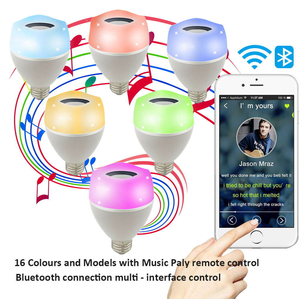 Smart Music LED Bulb RGB Light Wireless Bluetooth Audio Speaker Music Playing Dimmable Lamp with APP Remote Control