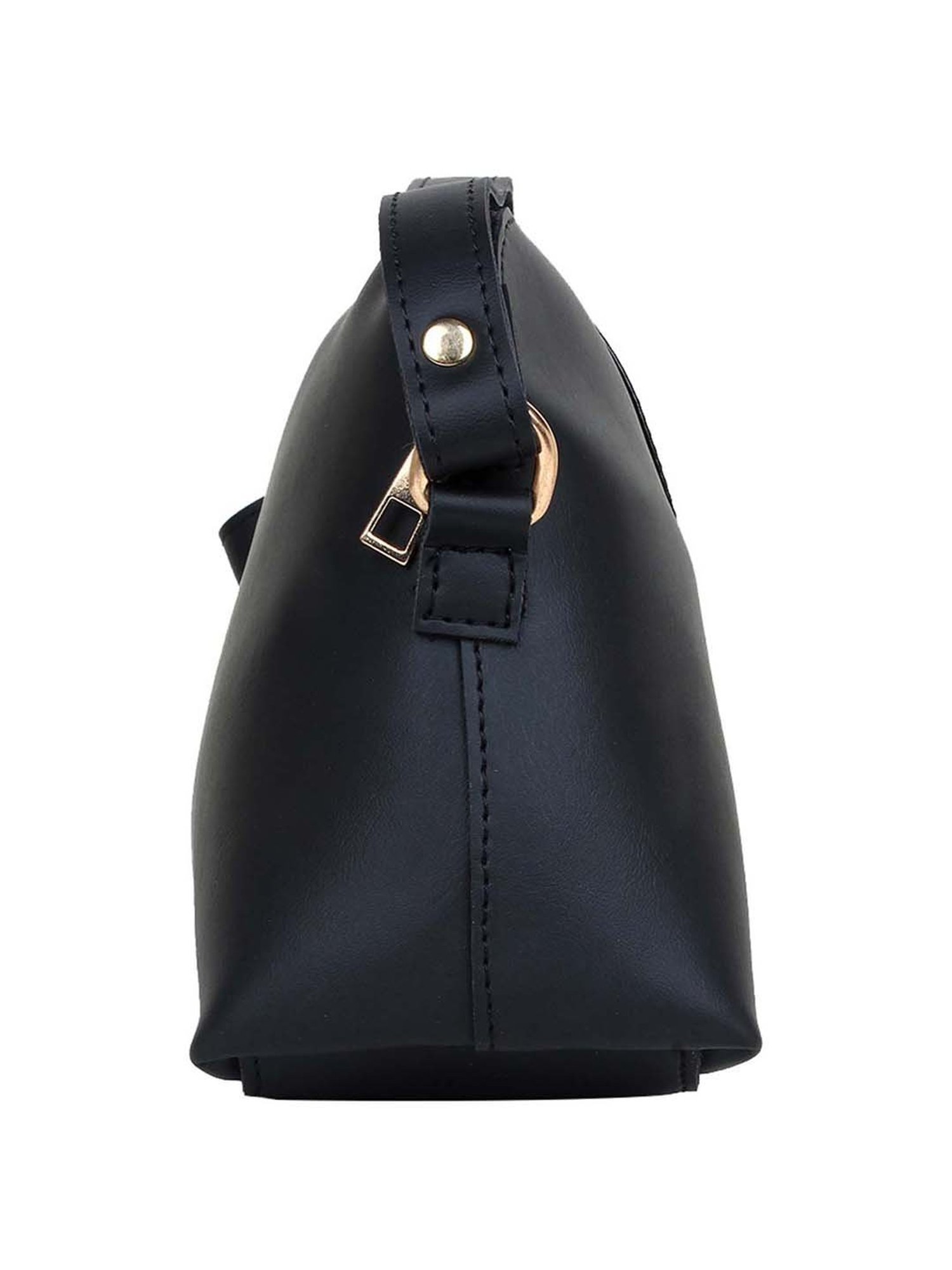 Yelloe Black & Navy Solid Small Sling Handbag